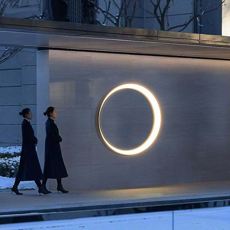 Modern Minimalist Stainless Steel &amp; PC Round Moon LED Wall Sconce Lamp Outdoor Patio