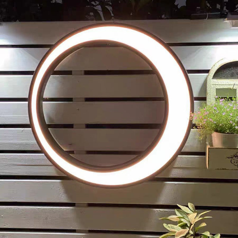 Modern Minimalist Stainless Steel & PC Round Moon LED Wall Sconce Lamp Outdoor Patio
