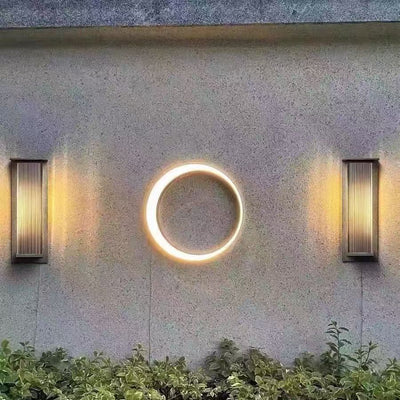 Modern Minimalist Stainless Steel & PC Round Moon LED Wall Sconce Lamp Outdoor Patio