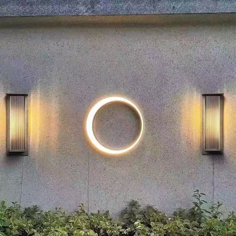 Modern Minimalist Stainless Steel & PC Round Moon LED Wall Sconce Lamp Outdoor Patio