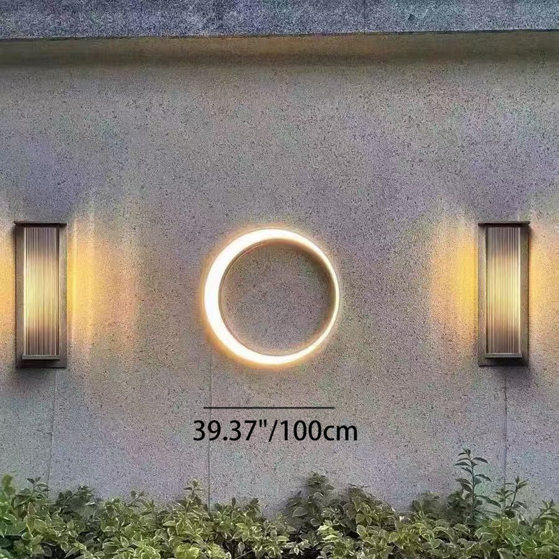 Modern Minimalist Stainless Steel & PC Round Moon LED Wall Sconce Lamp Outdoor Patio