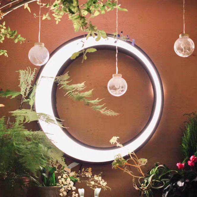 Modern Minimalist Stainless Steel & PC Round Moon LED Wall Sconce Lamp Outdoor Patio