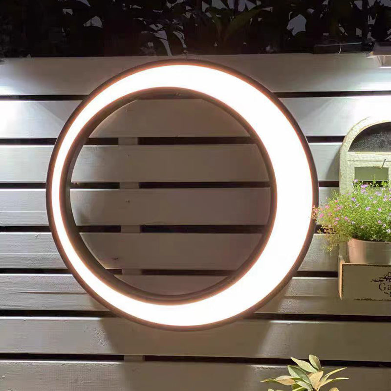 Modern Minimalist Stainless Steel & PC Round Moon LED Wall Sconce Lamp Outdoor Patio
