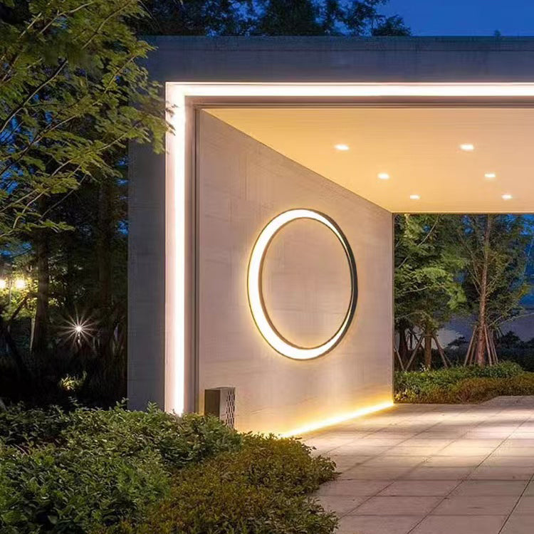 Modern Minimalist Stainless Steel & PC Round Moon LED Wall Sconce Lamp Outdoor Patio