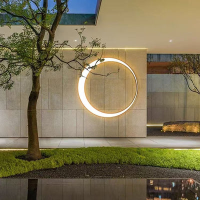 Modern Minimalist Stainless Steel & PC Round Moon LED Wall Sconce Lamp Outdoor Patio