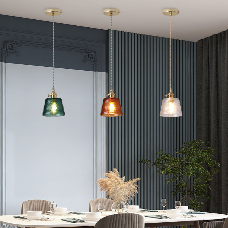 Zeitgenössische nordische Messing- &amp; Eisen-Zylindrische Mattglas 1-Licht Pendelleuchte für Schlafzimmer &amp; Wohnzimmer 