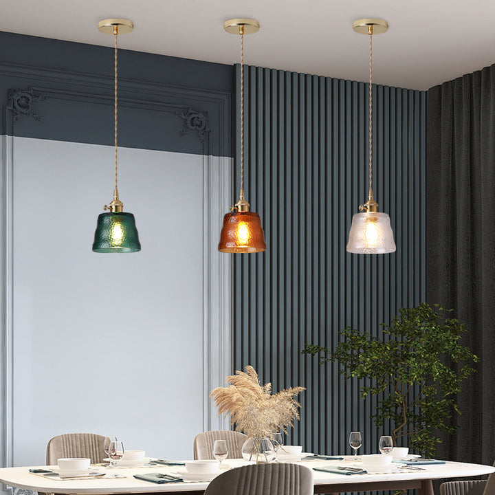 Zeitgenössische nordische Messing- &amp; Eisen-Zylindrische Mattglas 1-Licht Pendelleuchte für Schlafzimmer &amp; Wohnzimmer 