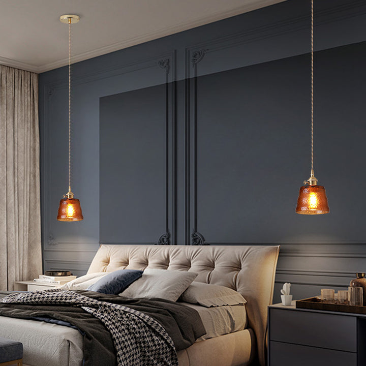 Zeitgenössische nordische Messing- &amp; Eisen-Zylindrische Mattglas 1-Licht Pendelleuchte für Schlafzimmer &amp; Wohnzimmer 
