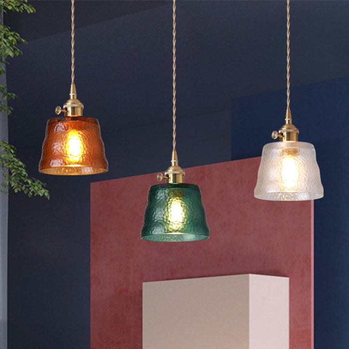 Zeitgenössische nordische Messing- &amp; Eisen-Zylindrische Mattglas 1-Licht Pendelleuchte für Schlafzimmer &amp; Wohnzimmer 