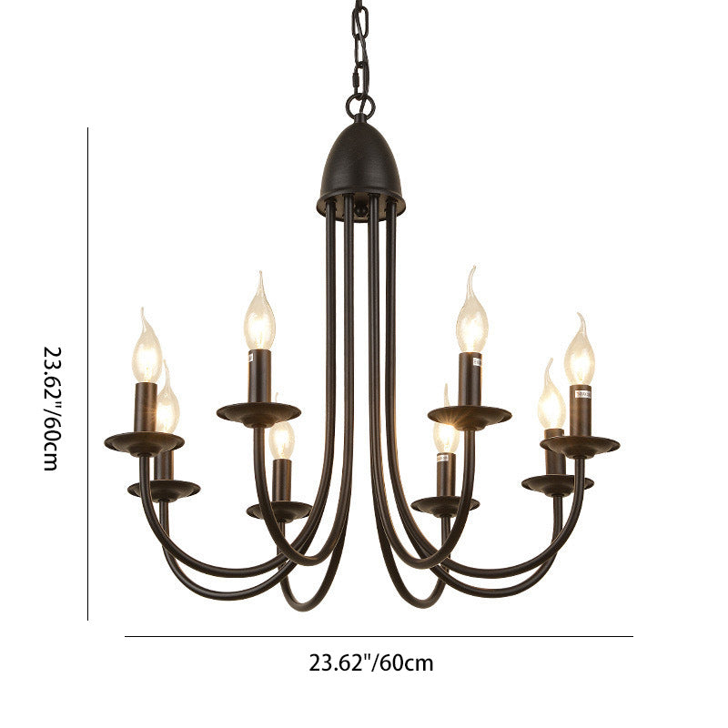 伝統的なヴィンテージアイアン8ライトキャンドルシャンデリア