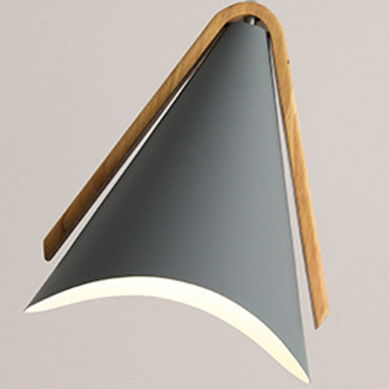 Contemporary Nordic Wood & Iron Conical 1-Light Adjustable Pendant Light For Bedroom & Living Room
