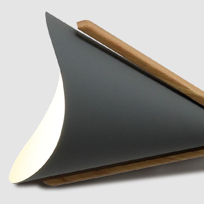 Contemporary Nordic Wood & Iron Conical 1-Light Adjustable Pendant Light For Bedroom & Living Room
