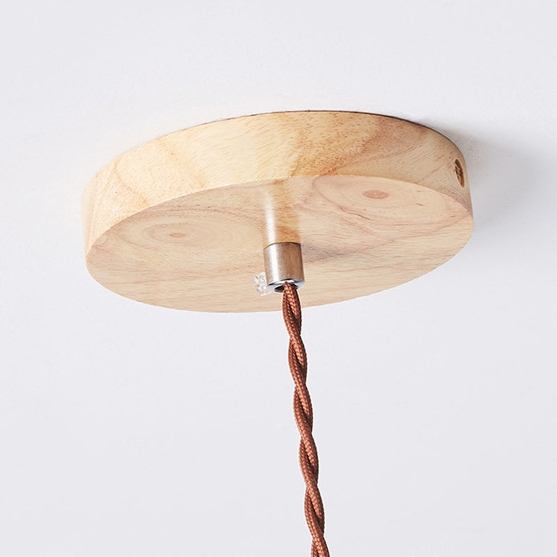 Traditional Japanese Wood Conical 1-Light Pendant Light For Bedroom &amp; Living Room