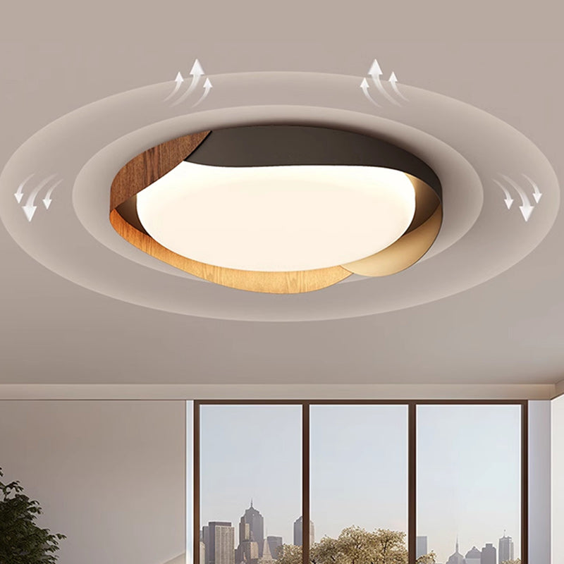 Modern Minimalist Iron & Acrylic Round Square Rectangular Wavy LED Flush Mount Ceiling Light For Bedroom & Living Room