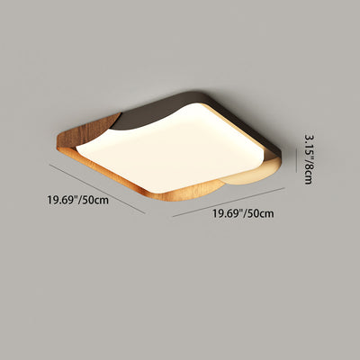 Modern Minimalist Iron & Acrylic Round Square Rectangular Wavy LED Flush Mount Ceiling Light For Bedroom & Living Room