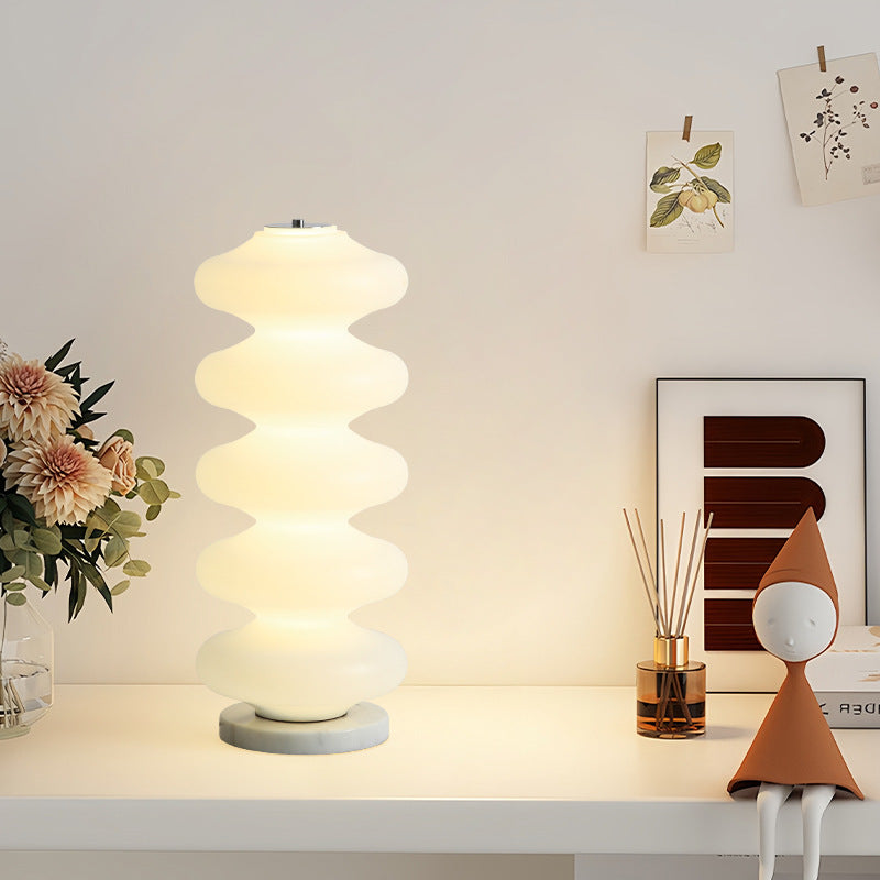 Contemporary Creative Acrylic & Marble LED Table Lamp With Multi-Oval Design For Bedroom & Living Room