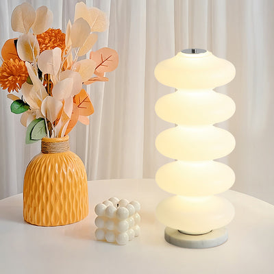 Contemporary Creative Acrylic & Marble LED Table Lamp With Multi-Oval Design For Bedroom & Living Room