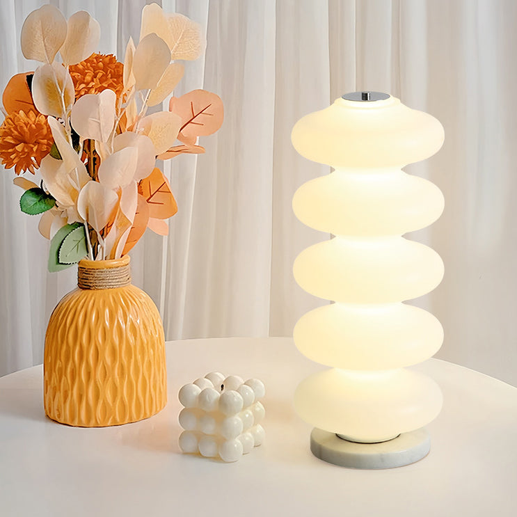 Contemporary Creative Acrylic & Marble LED Table Lamp With Multi-Oval Design For Bedroom & Living Room