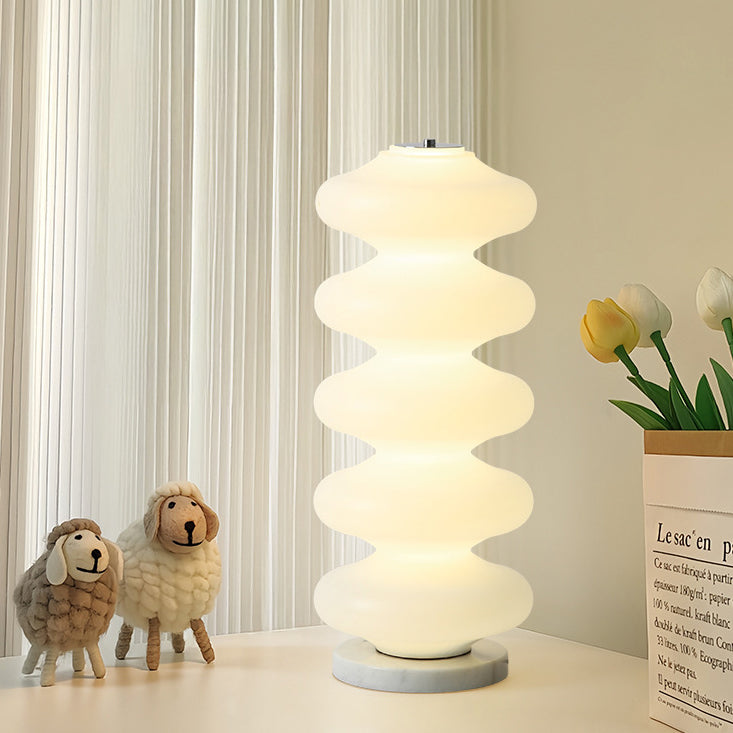 Contemporary Creative Acrylic & Marble LED Table Lamp With Multi-Oval Design For Bedroom & Living Room