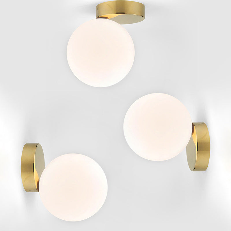 Contemporary Nordic Iron &amp; Glass Globe 1-Light Semi-Flush Mount Ceiling Light For Bedroom &amp; Living Room