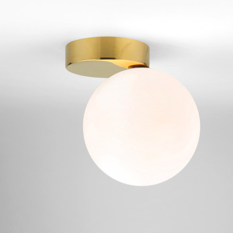 Contemporary Nordic Iron &amp; Glass Globe 1-Light Semi-Flush Mount Ceiling Light For Bedroom &amp; Living Room