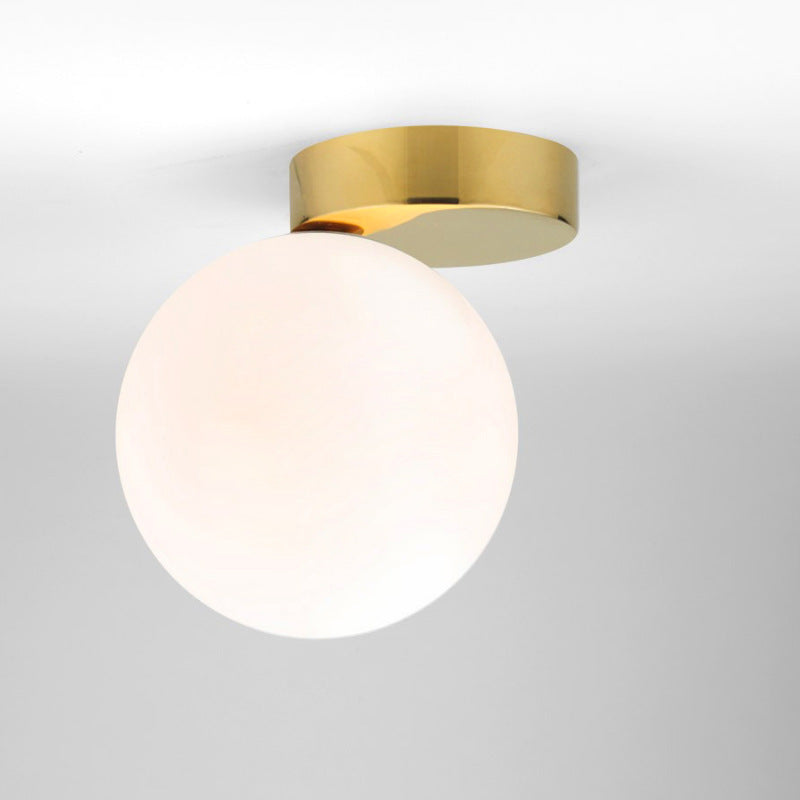 Contemporary Nordic Iron &amp; Glass Globe 1-Light Semi-Flush Mount Ceiling Light For Bedroom &amp; Living Room