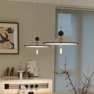 Modern Mid-Century Iron Aluminum & Acrylic Umbrella-Shaped LED Pendant Light For Bedroom & Living Room