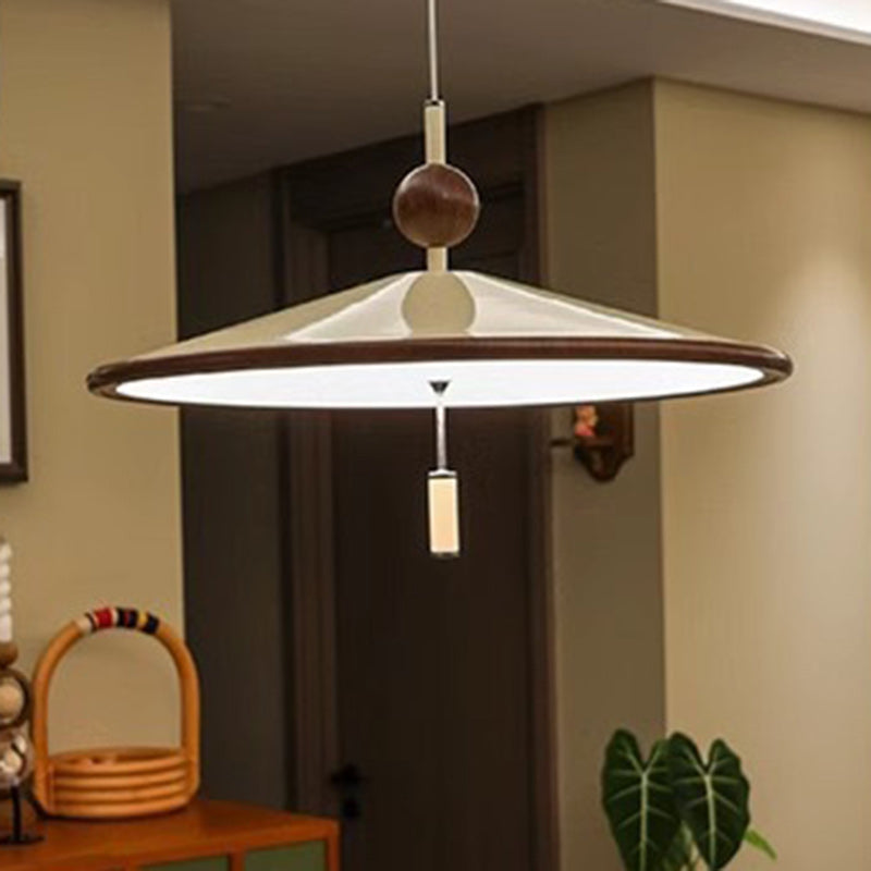 Modern Mid-Century Iron Aluminum & Acrylic Umbrella-Shaped LED Pendant Light For Bedroom & Living Room