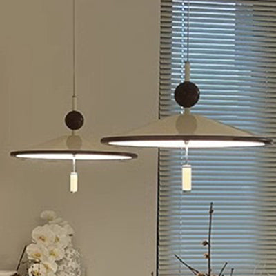 Modern Mid-Century Iron Aluminum & Acrylic Umbrella-Shaped LED Pendant Light For Bedroom & Living Room