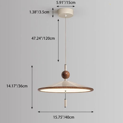 Modern Mid-Century Iron Aluminum & Acrylic Umbrella-Shaped LED Pendant Light For Bedroom & Living Room
