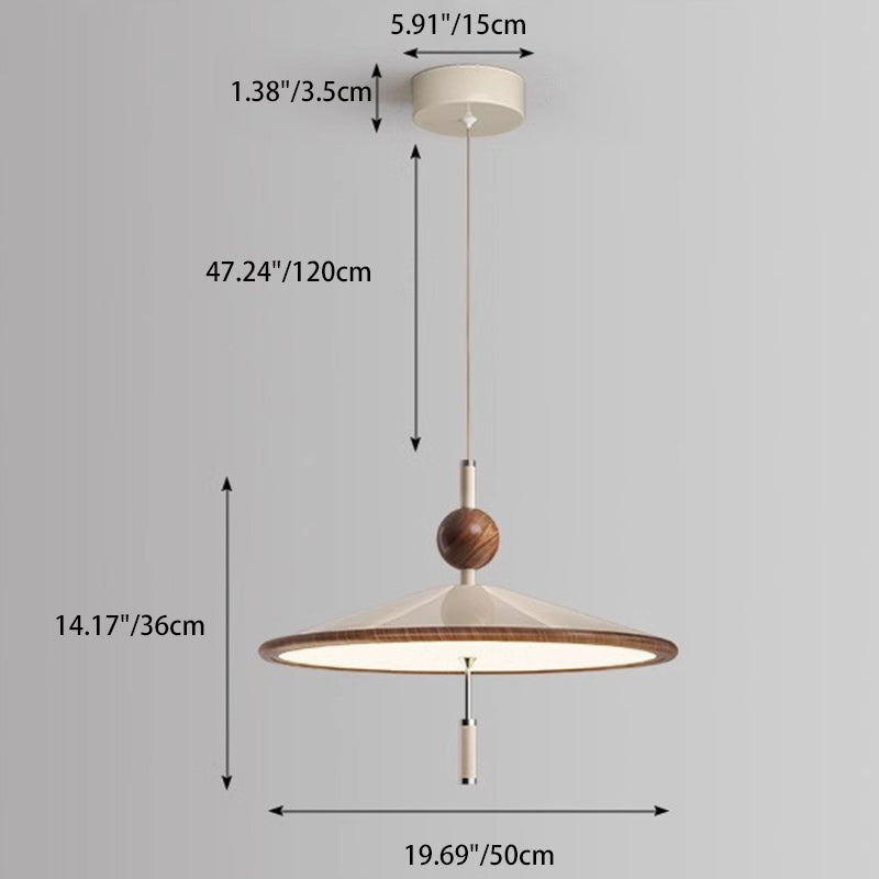 Modern Mid-Century Iron Aluminum & Acrylic Umbrella-Shaped LED Pendant Light For Bedroom & Living Room