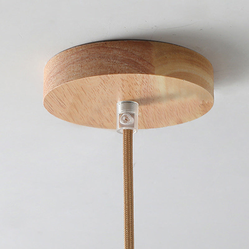Traditional Japanese Wood & Glass Oval 1/3-Light Island Light Chandelier For Dining Room & Living Room