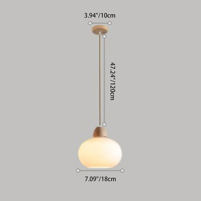 Traditional Japanese Wood & Glass Oval 1/3-Light Island Light Chandelier For Dining Room & Living Room
