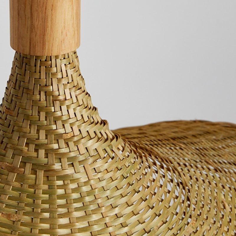 Traditional Chinese Bamboo Straw Hat 1-Light Pendant Light For Bedroom &amp; Living Room