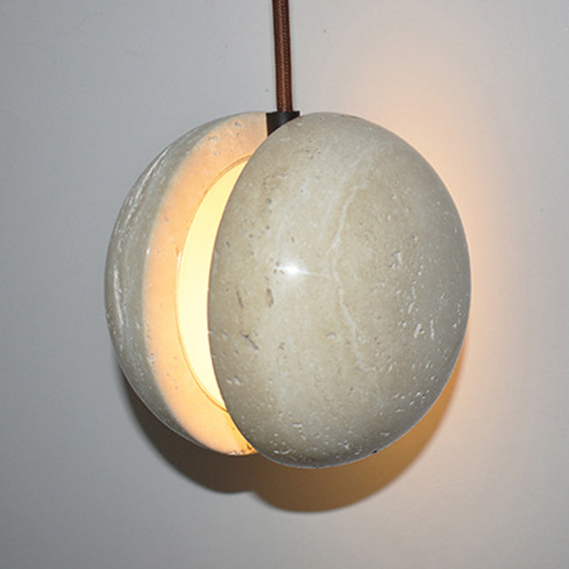 Traditionelle Japanische Gelbe Travertin Acryl Globus 1-Licht Pendelleuchte Für Schlafzimmer &amp; Wohnzimmer 