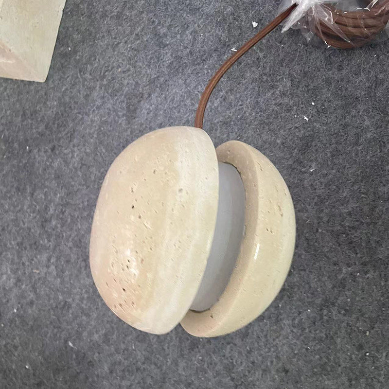 Traditionelle Japanische Gelbe Travertin Acryl Globus 1-Licht Pendelleuchte Für Schlafzimmer &amp; Wohnzimmer 