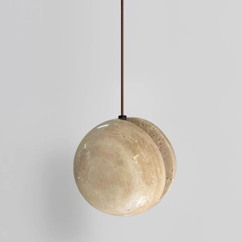 Traditionelle Japanische Gelbe Travertin Acryl Globus 1-Licht Pendelleuchte Für Schlafzimmer &amp; Wohnzimmer 