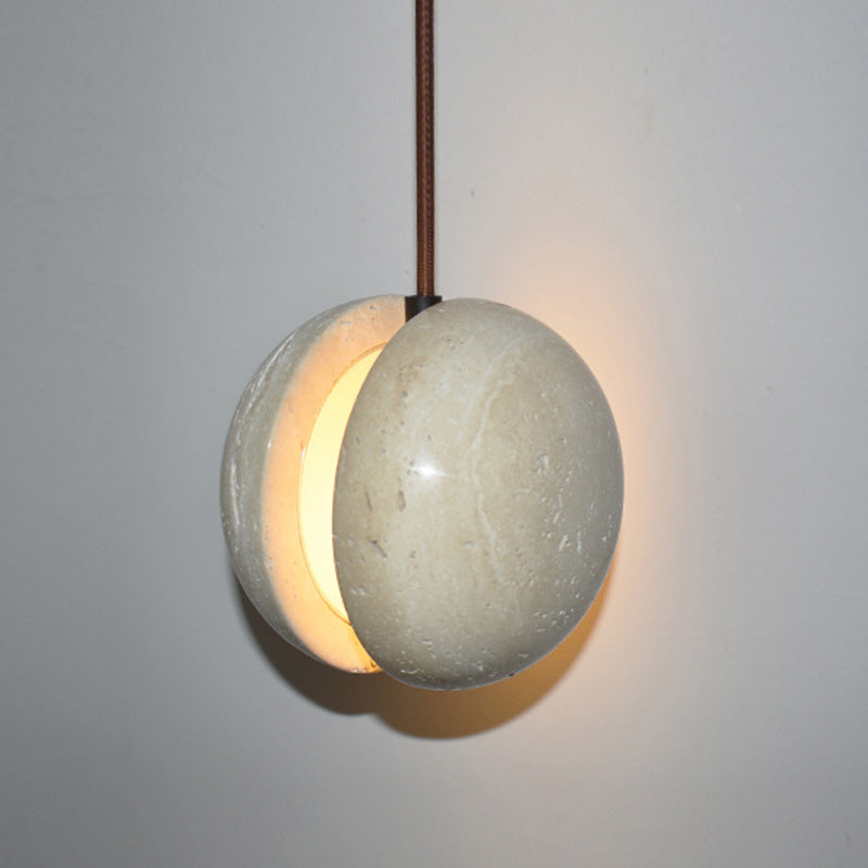 Traditionelle Japanische Gelbe Travertin Acryl Globus 1-Licht Pendelleuchte Für Schlafzimmer &amp; Wohnzimmer 