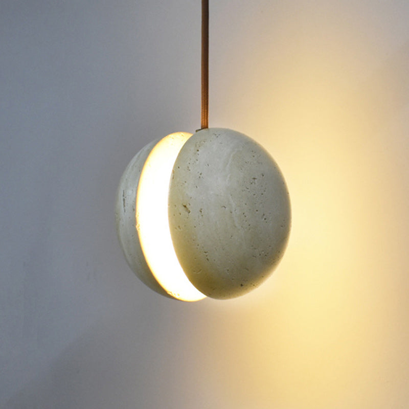 Traditionelle Japanische Gelbe Travertin Acryl Globus 1-Licht Pendelleuchte Für Schlafzimmer &amp; Wohnzimmer 