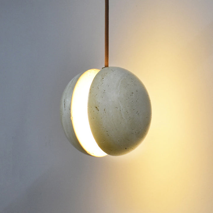 Traditionelle Japanische Gelbe Travertin Acryl Globus 1-Licht Pendelleuchte Für Schlafzimmer &amp; Wohnzimmer 