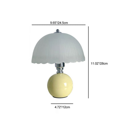 Modern Art Deco Ceramic & Frosted Glass Petal Shade 1-Light Table Lamp For Bedroom & Living Room