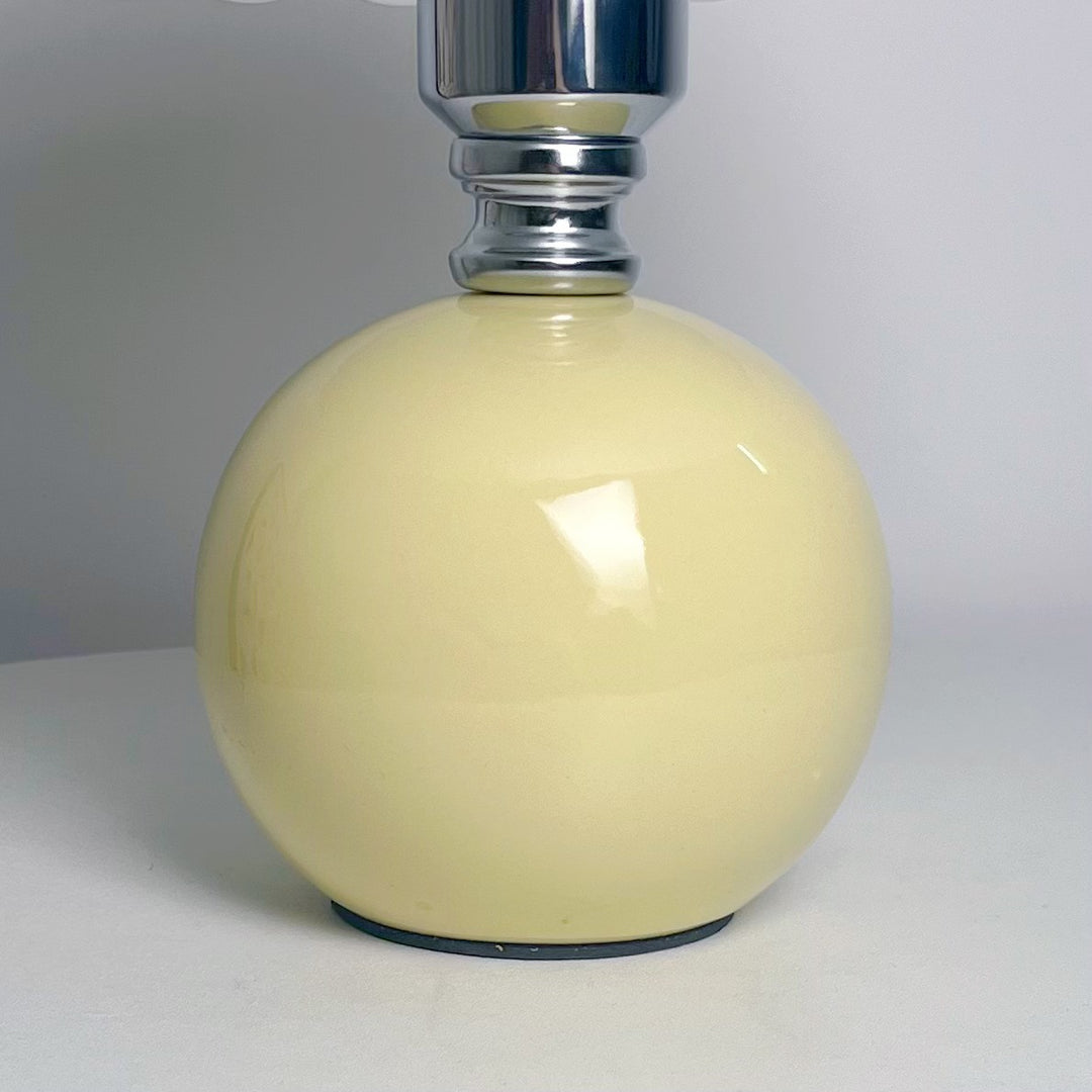 Modern Art Deco Ceramic &amp; Frosted Glass Petal Shade 1-Light Table Lamp For Bedroom &amp; Living Room