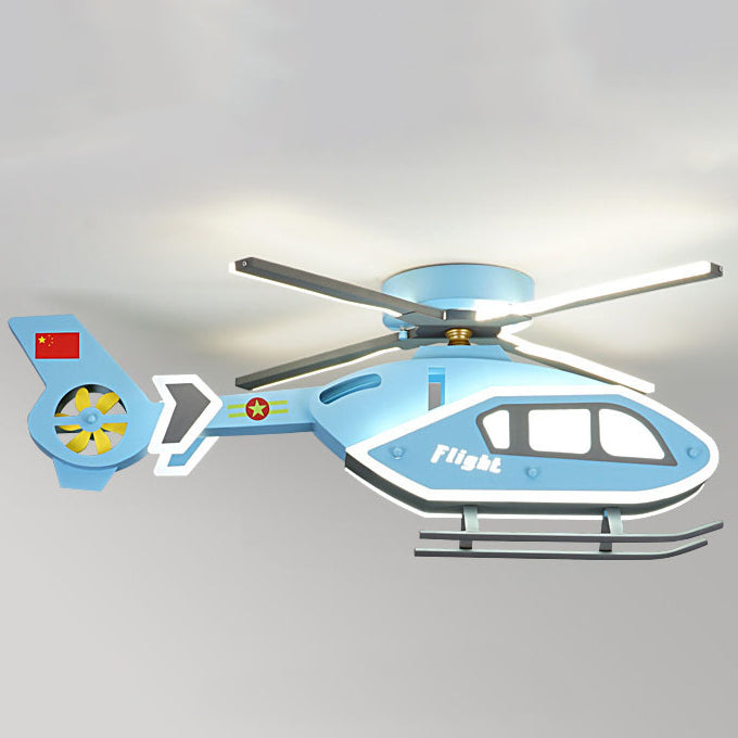 Modern Creative Iron Acrylic Helicopter LED Semi-Flush Mount Ceiling Light For Kids&
