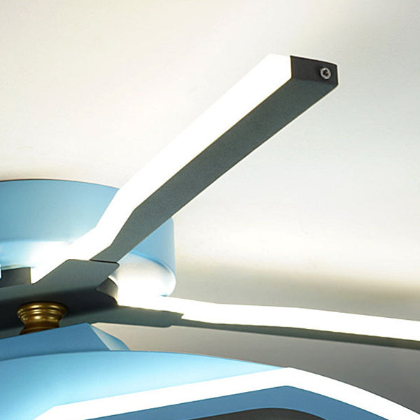 Modern Creative Iron Acrylic Helicopter LED Semi-Flush Mount Ceiling Light For Kids&