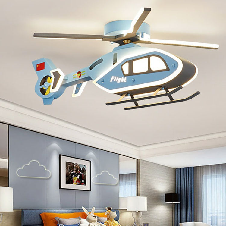 Modern Creative Iron Acrylic Helicopter LED Semi-Flush Mount Ceiling Light For Kids&