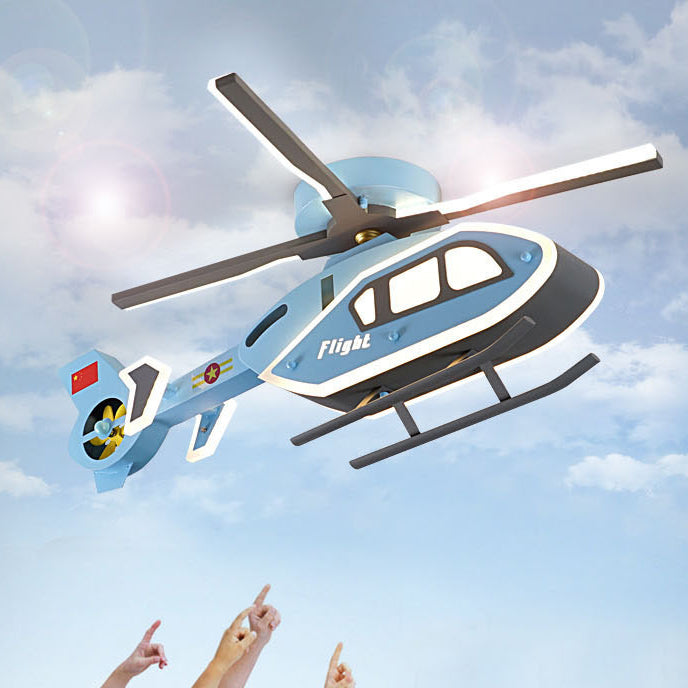 Modern Creative Iron Acrylic Helicopter LED Semi-Flush Mount Ceiling Light For Kids&