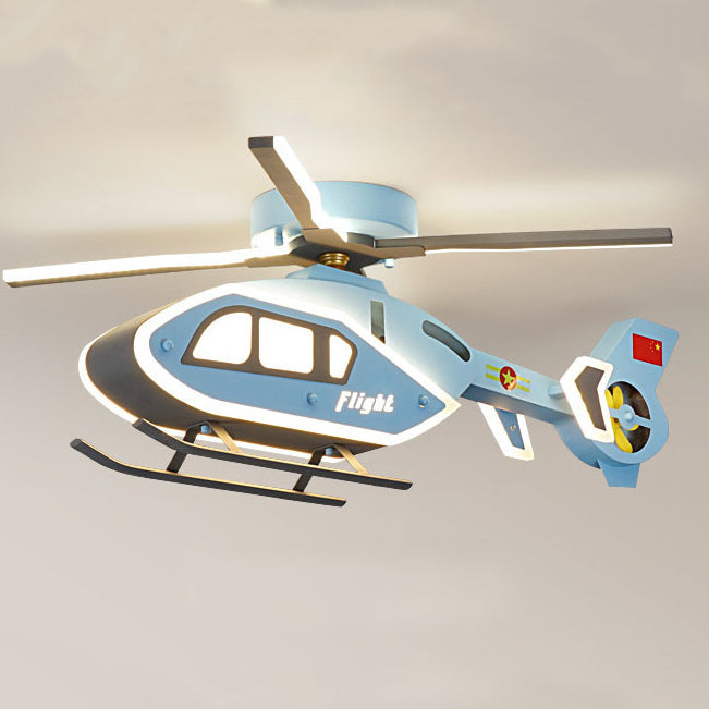 Modern Creative Iron Acrylic Helicopter LED Semi-Flush Mount Ceiling Light For Kids&