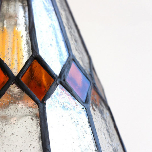 Traditional Vintage Iron &amp; Glass Ribbed Cone 1-Light Pendant Light For Bedroom &amp; Living Room