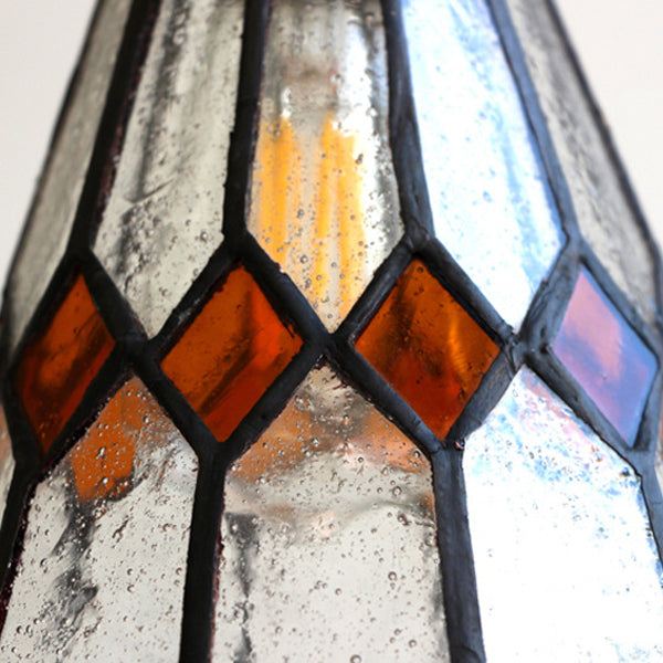 Traditional Vintage Iron &amp; Glass Ribbed Cone 1-Light Pendant Light For Bedroom &amp; Living Room