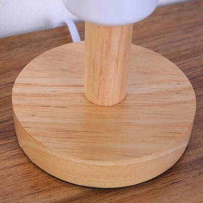 Lampe de table ronde en bois rustique traditionnel et bambou tissé creux à 1 lumière pour chambre et salon 